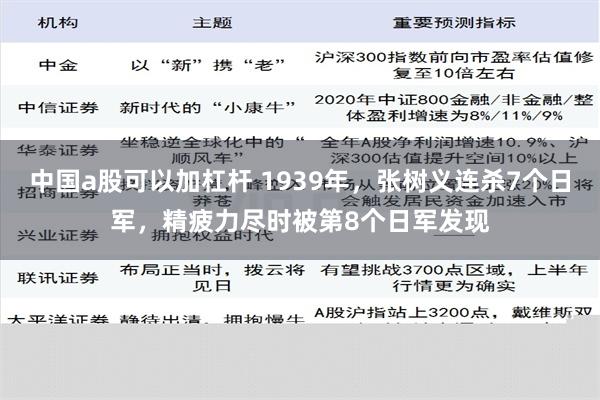 中国a股可以加杠杆 1939年，张树义连杀7个日军，精疲力尽时被第8个日军发现