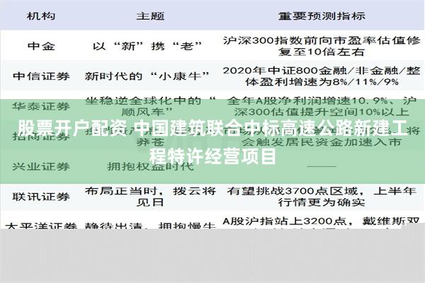 股票开户配资 中国建筑联合中标高速公路新建工程特许经营项目